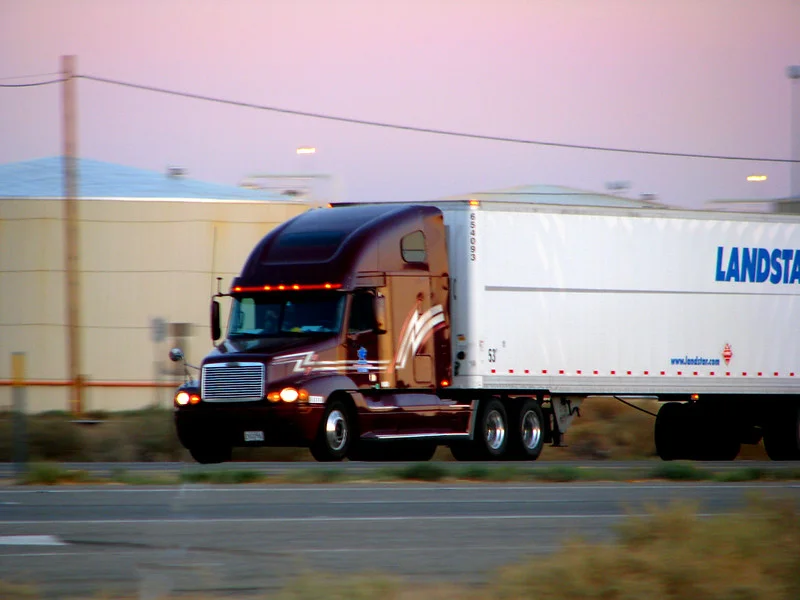 Maroon semi truck