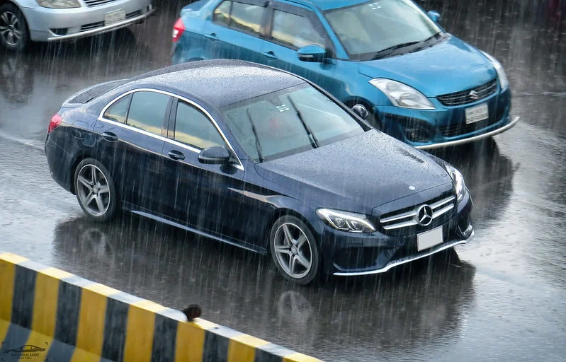 Mercedes-Benz C-Class in the rain