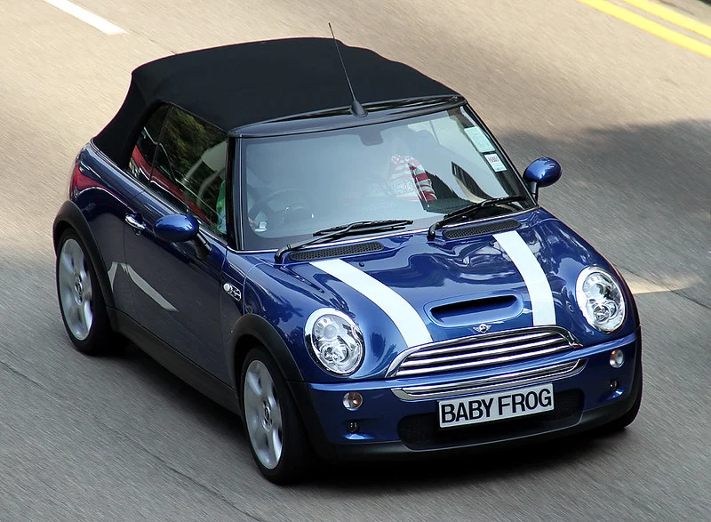 blue mini cooper convertible