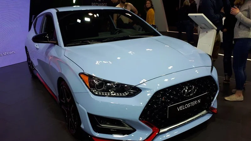 light blue Hyundai Veloster N