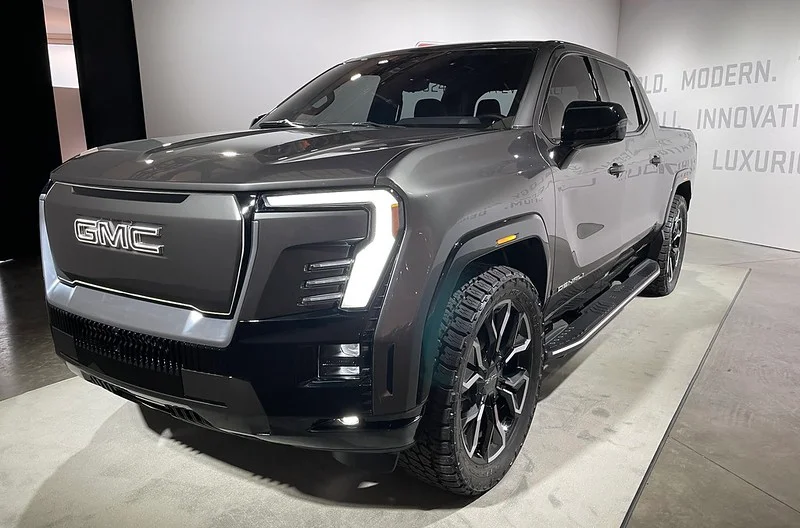 GMC Sierra in a showroom