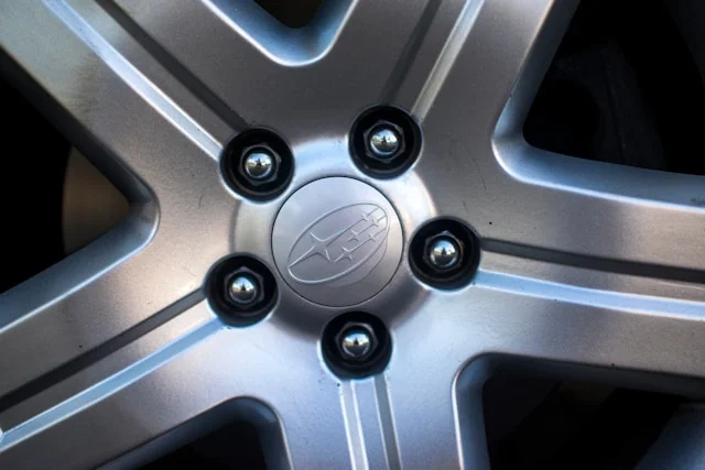 subaru logo on hubcap